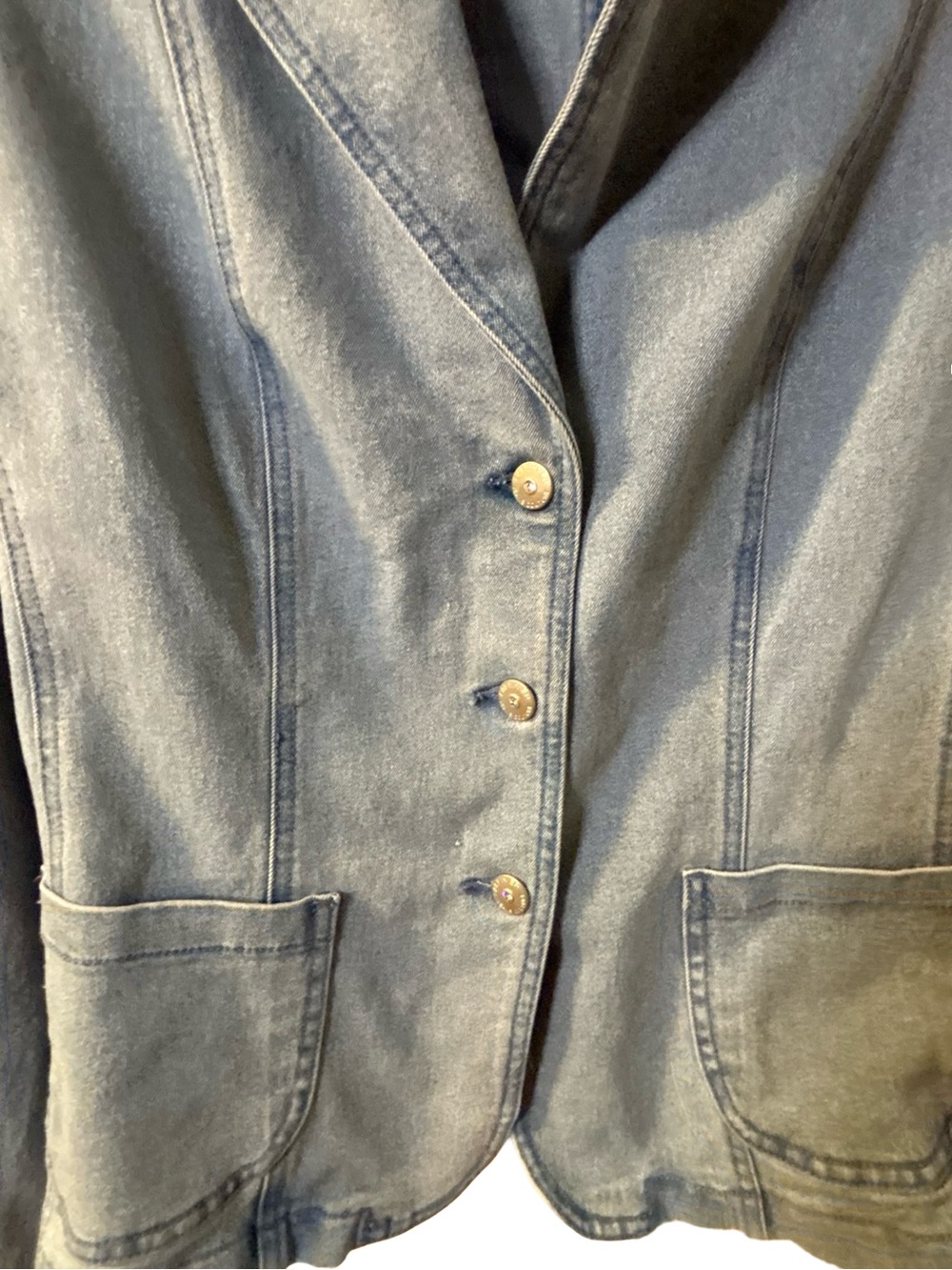 Women's Y2K Classic Light Blue Denim Fitted Coastal Grandma BlazerJacket Size M - Picture 3 of 7
